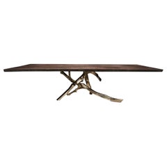 Table Grolier à couture : Table en bronze moulé inspirée par les branches organiques de la nature