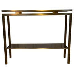 Console in Gilded Metal and Smoked Glass, 1970s