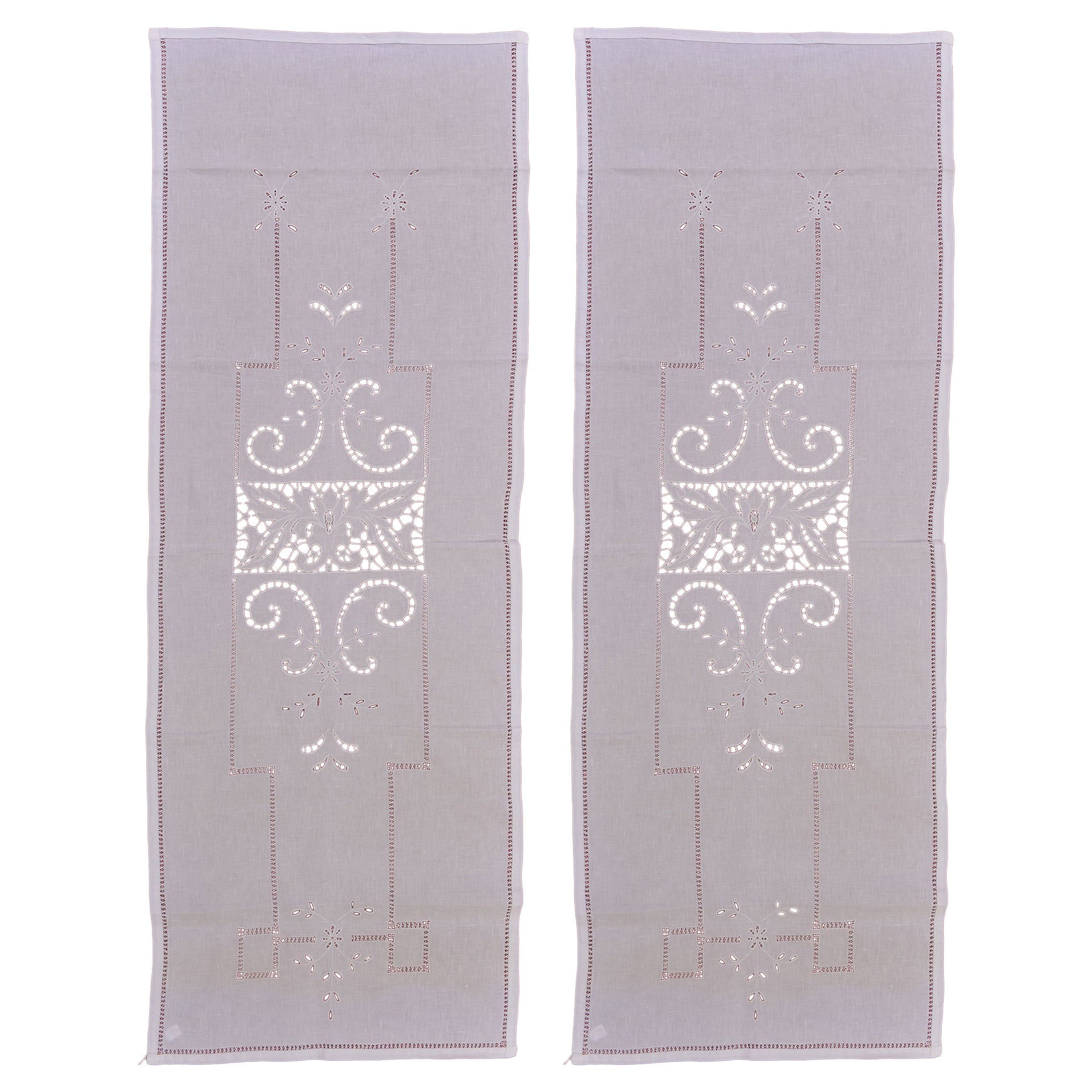 Pair of Linen Embroidered Curtains