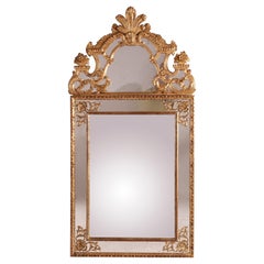 Vintage Large Italian Giltwood Parclose Wall over Mantel Mirror, 20th Century