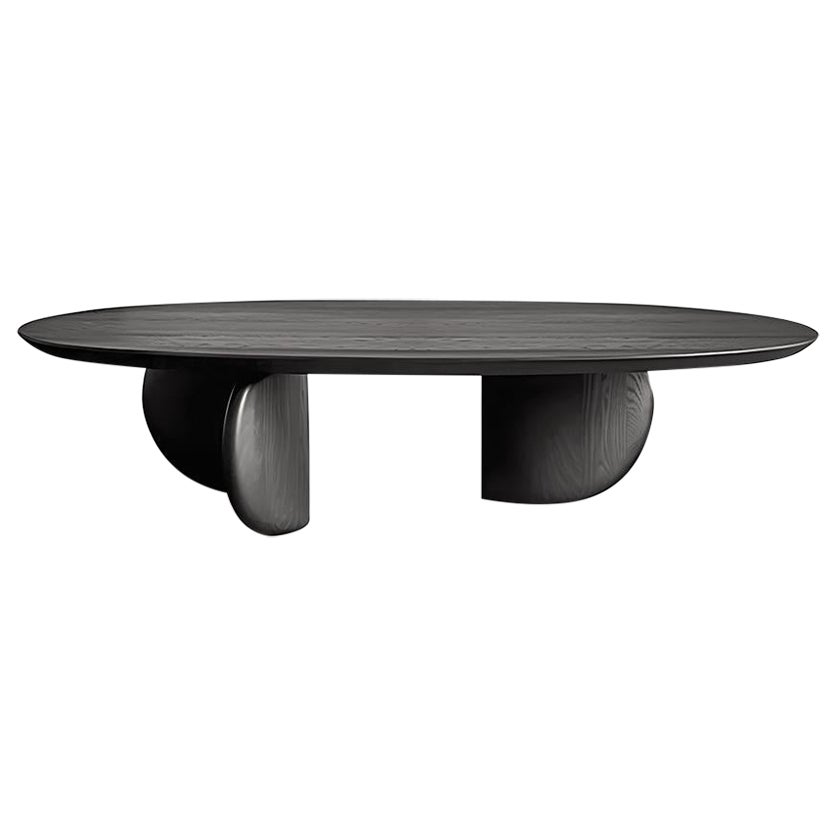Solid Wood Black Tinted Coffee Table, Fishes Series 10 by Joel Escalona