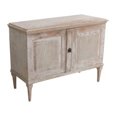 18th C. Swedish Gustavian Period Buffet with Reeded Doors in Original Paint