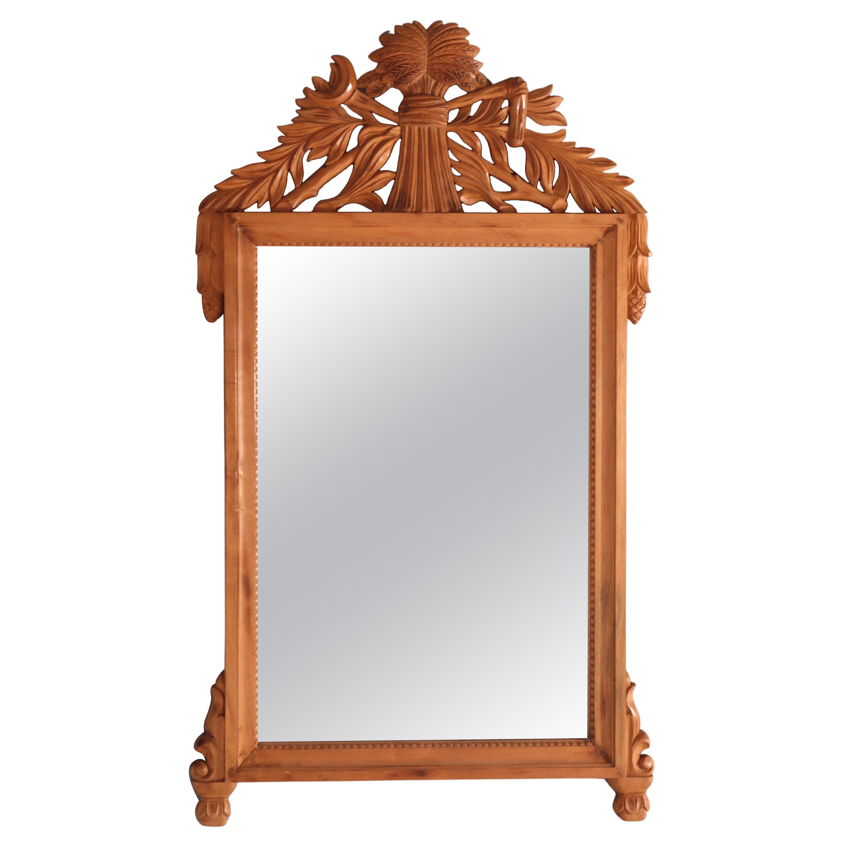 Italian Carved Hardwood Wall Mirror 20th C For Sale