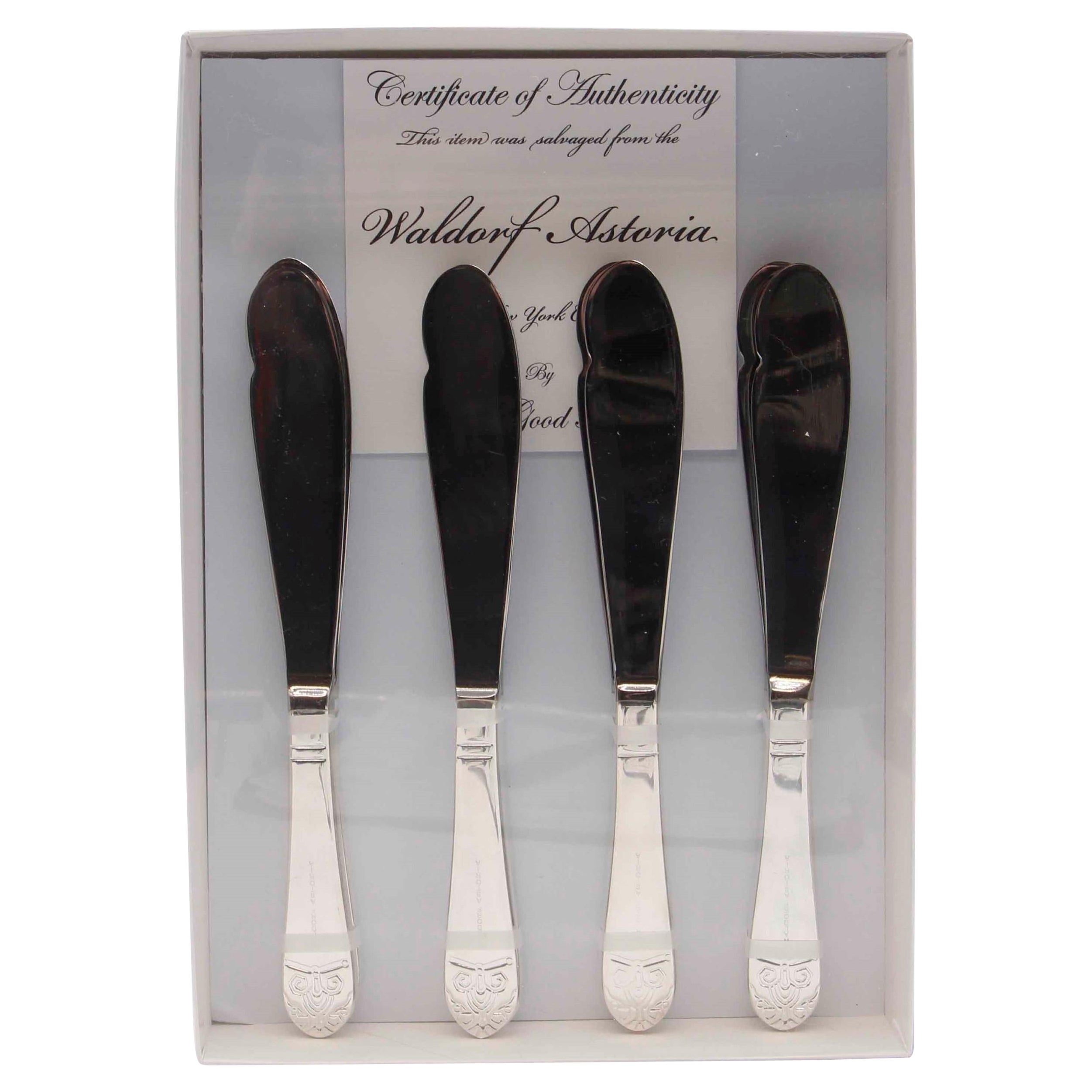 Unused Waldorf Astoria Hotel Art Deco 8 Fish Knife Set