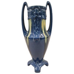 Blumenvase, frühes Art déco, blau-gelbe Laufglasur, Keramik, ~ 1915, Frankreich