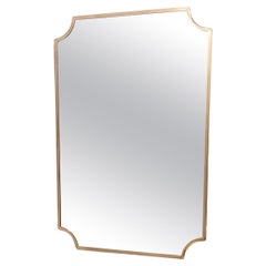Vintage Rectangular Beveled Glass Wall Mirror with Brass Frame, Italy