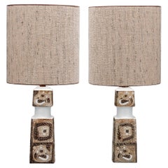 Pair of Royal Copenhagen Nils Thorssen 'Baca' Table Lamps, Custom Shades