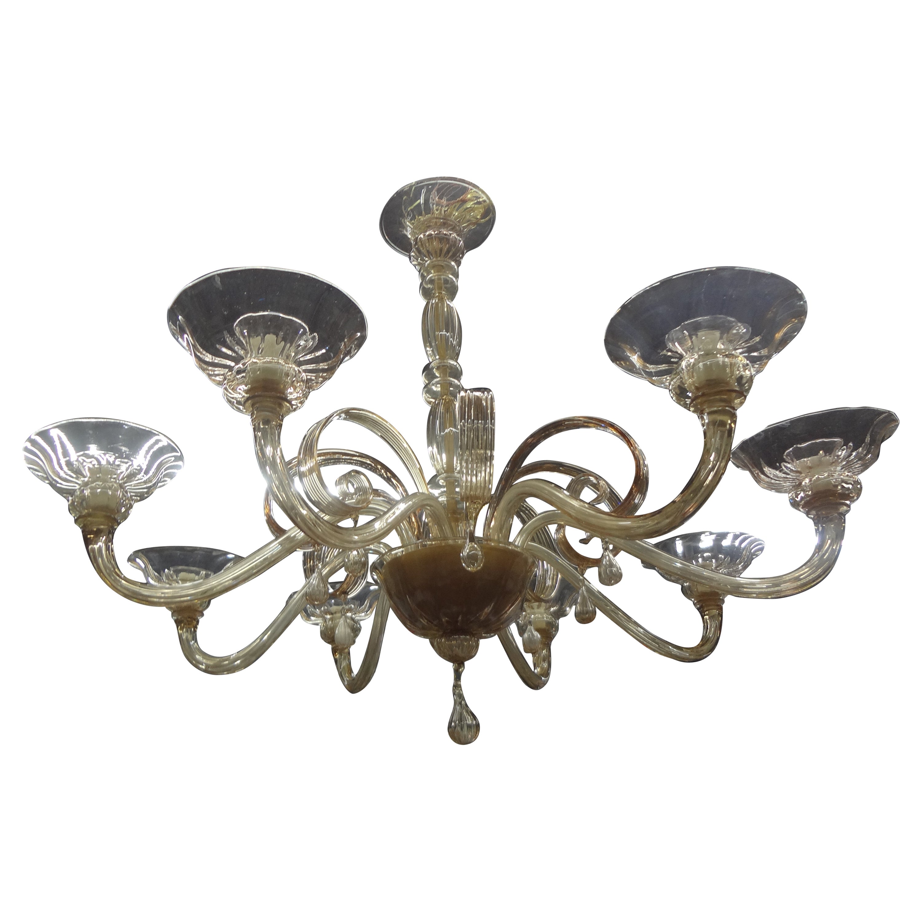 Handcrafted Italian Murano Glass Chandelier, Attributed to