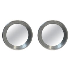 Paire de miroirs L'oeil de Boeuf en aluminium du 21ème siècle, argenté, français