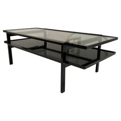 1950s Dutch Modernist Architect House 2 Tier Glass & Steel Coffee Table 