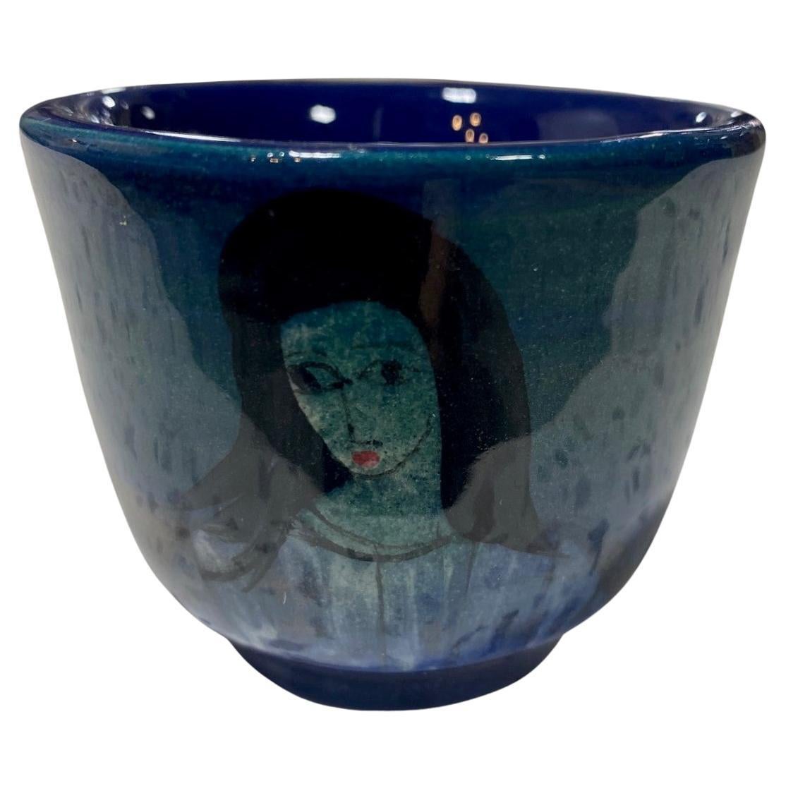 Tasse à thé Yunomi en poterie de studio de Californie moderne du milieu du siècle signée Polia Pillin
