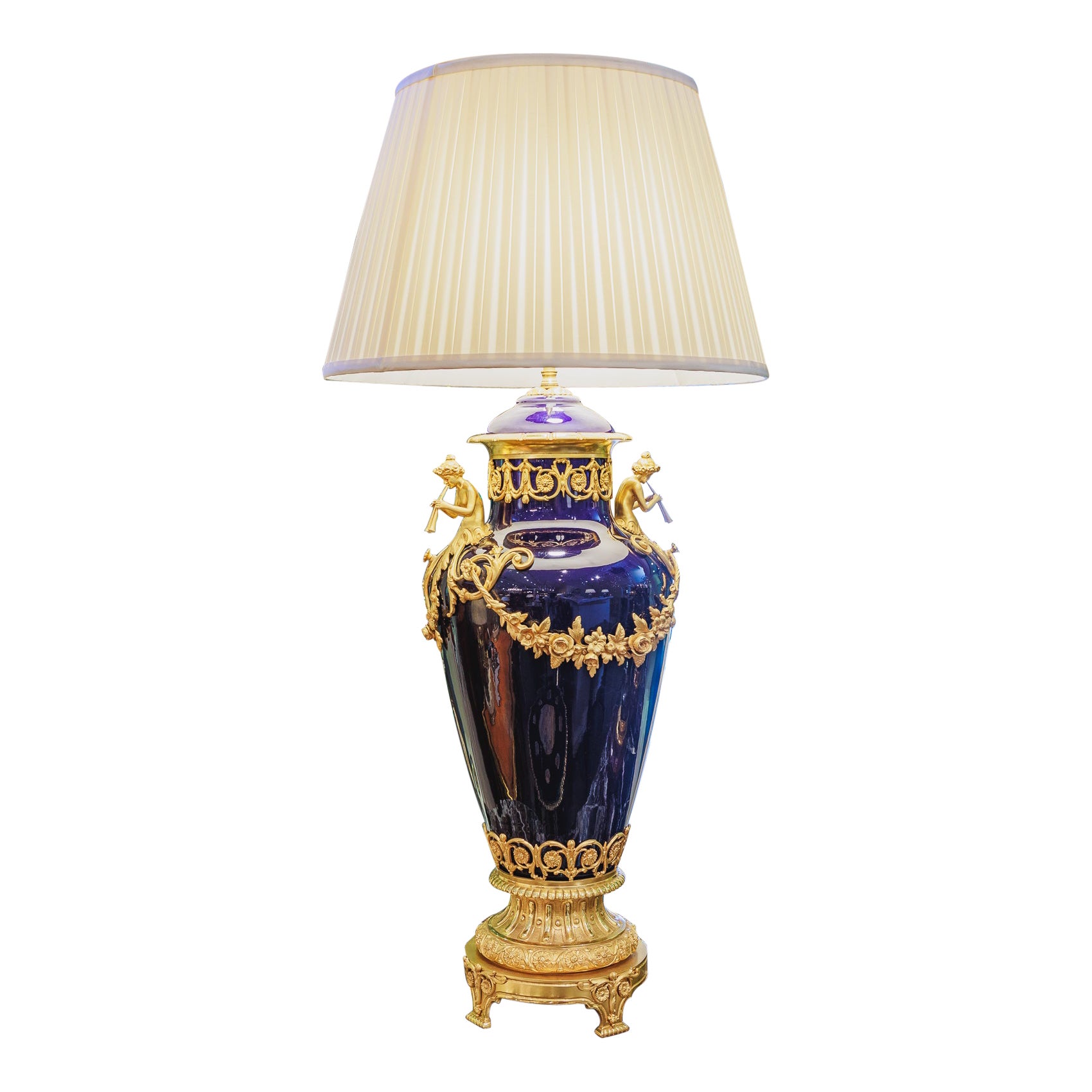Fine 19th Century French Sevre's Porcelain and Gilt Bronze Mounted Large Lamp For Sale