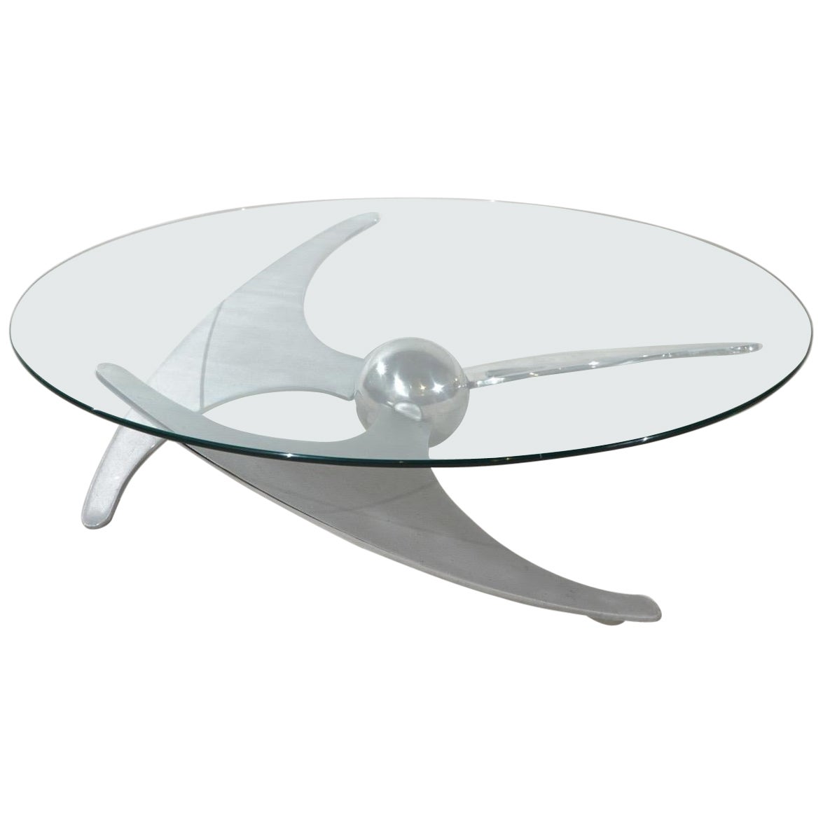 Space Age Adjustable Coffee Table/ Dining Table Luciano Campanini Propeller Glas