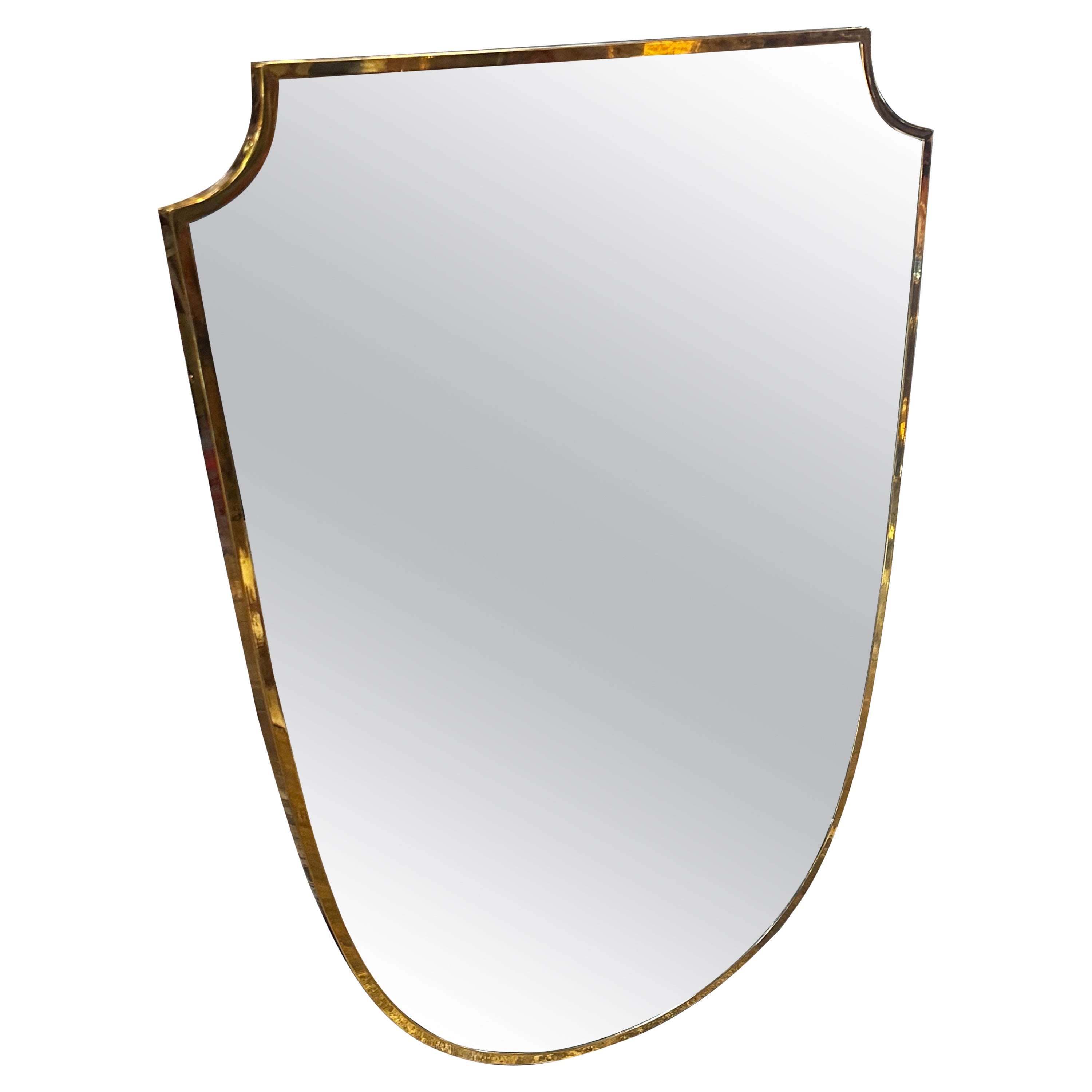 Vintage Brass Italian Sculptural Wall Mirror, 1960s For Sale