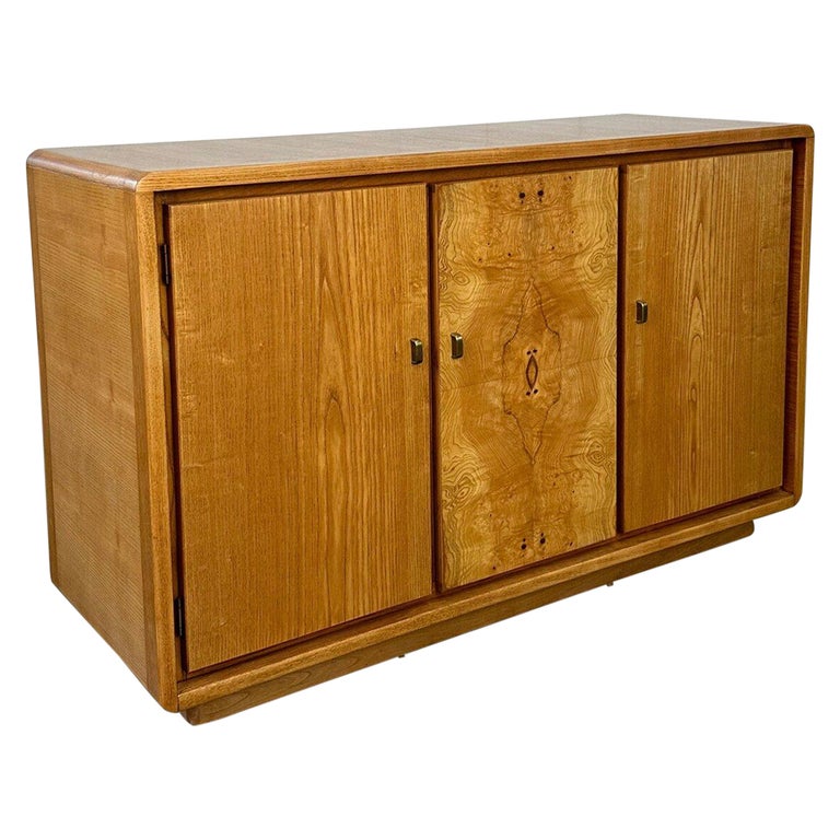 Burl Wood and Oak Compact Credenza For Sale at 1stDibs