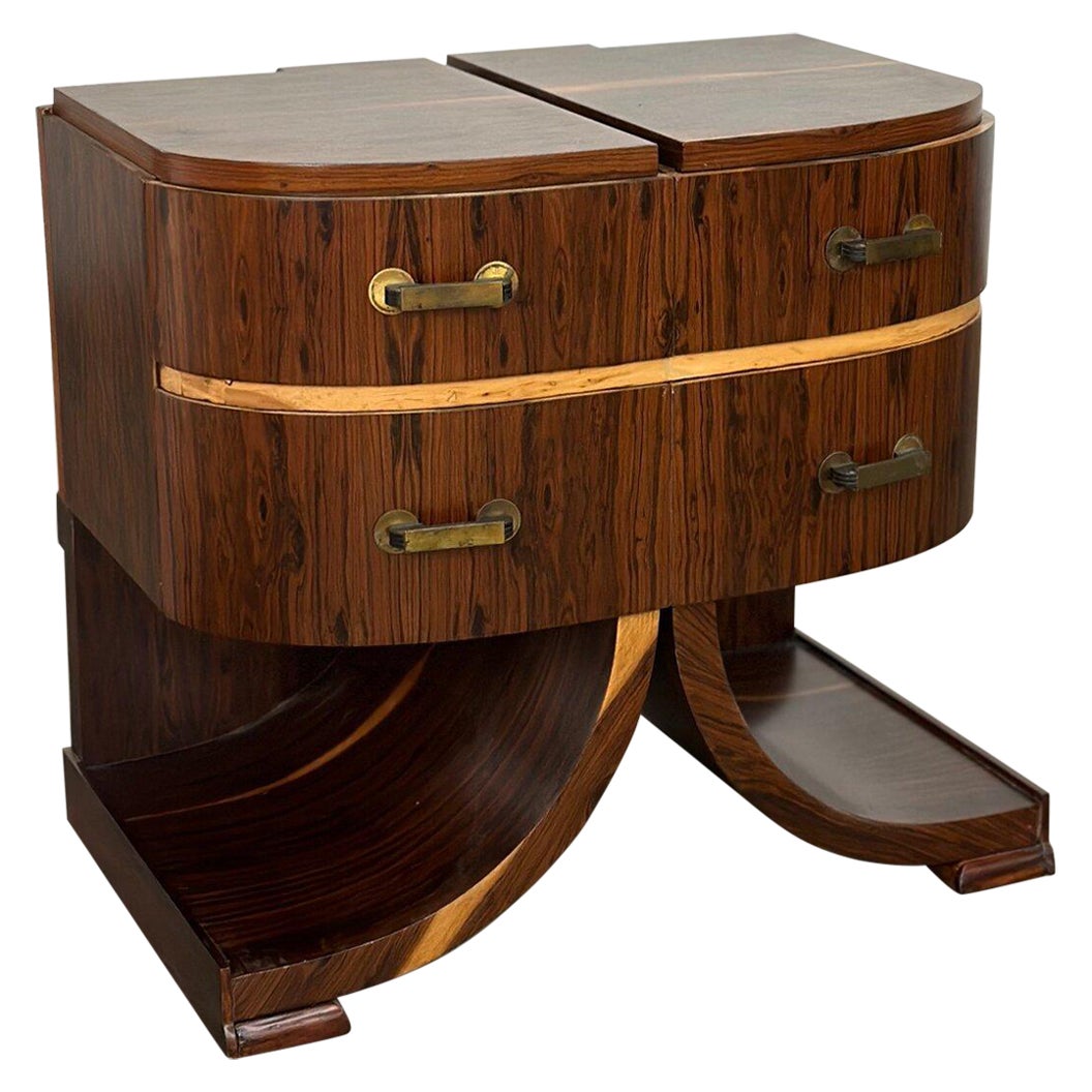 Pair of Art Deco Side Table Teak with Rosewood Inlay at