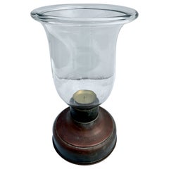 Vintage Early American Oversized Hurricane Copper & Glass Lantern