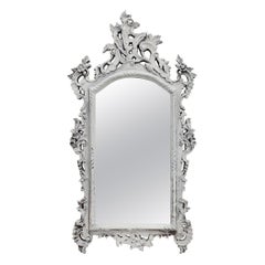 Tall Graywashed Ornate Entry Mirror