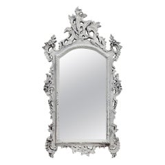 Tall Graywashed Ornate Entry Mirror