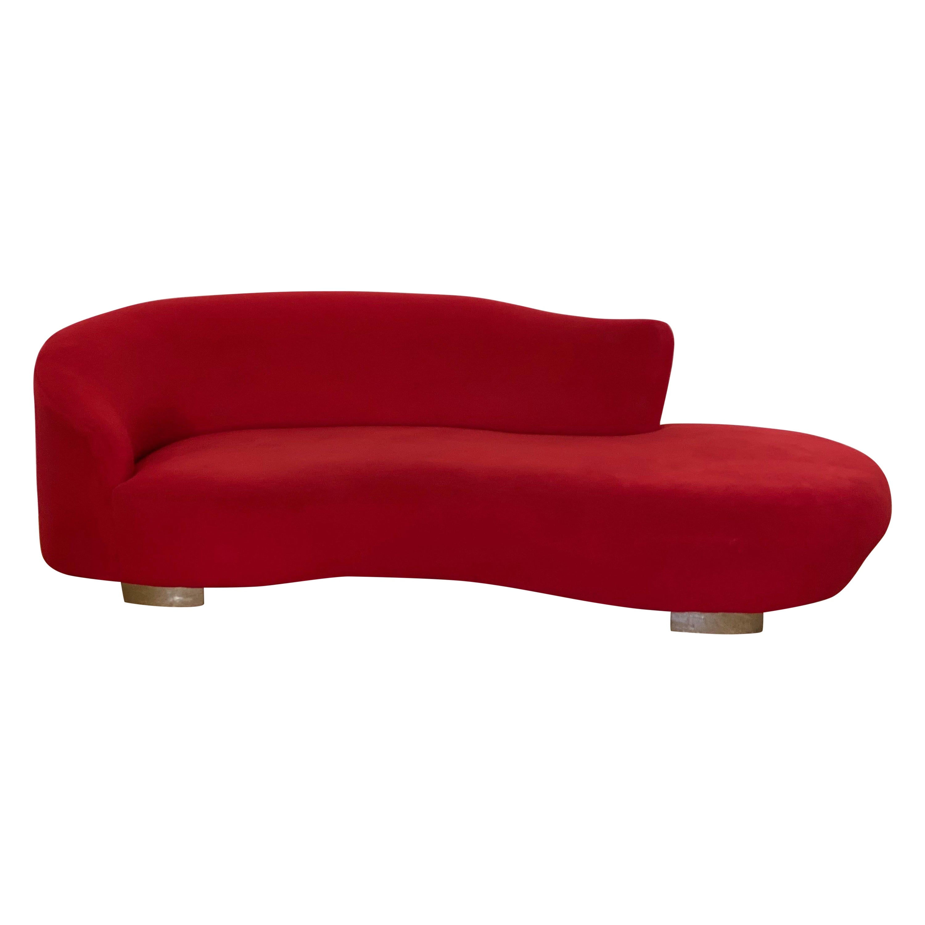 1980s Vintage Curved Cloud Red Sofa For Sale