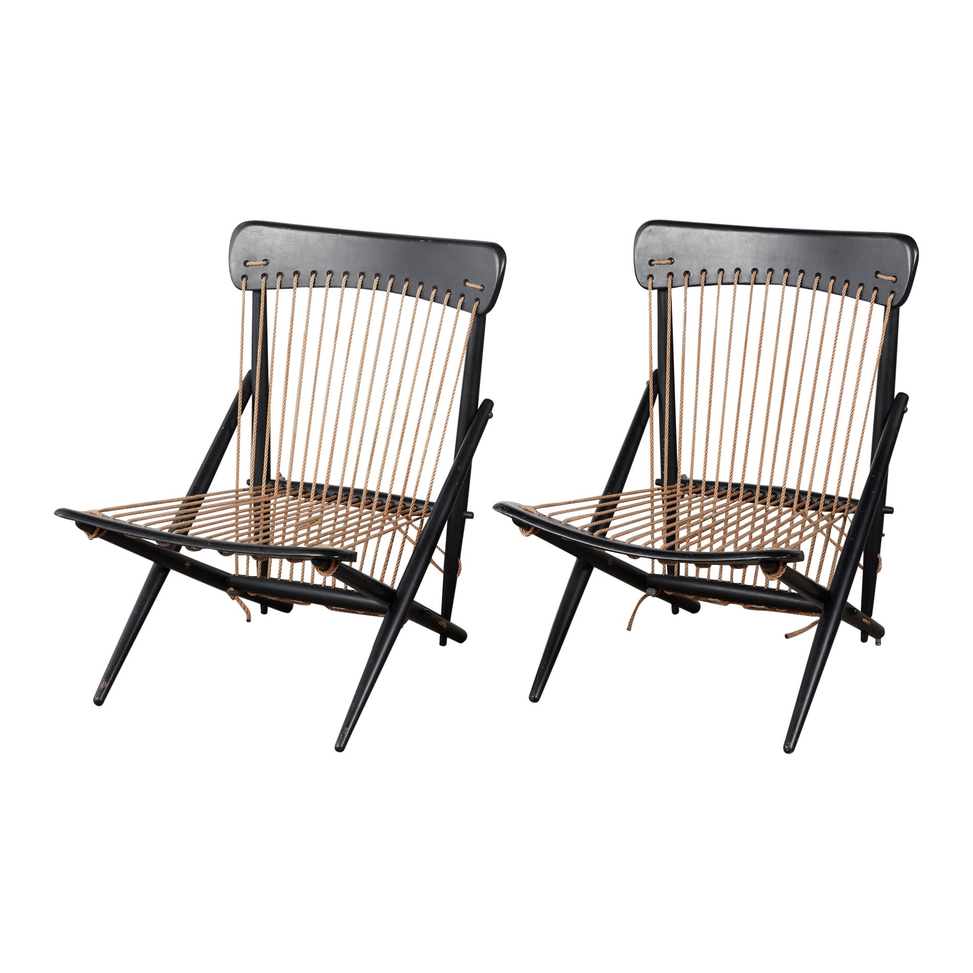 Pair of Maruni Rope Lounge Chairs For Sale