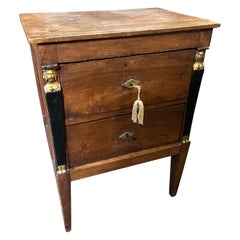 Early 19th Century Empire Walnut Wood Italian Two Drawers Dresser