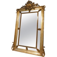 Ancient Gilded Mirror with Carved Crown, 19th Century Italy