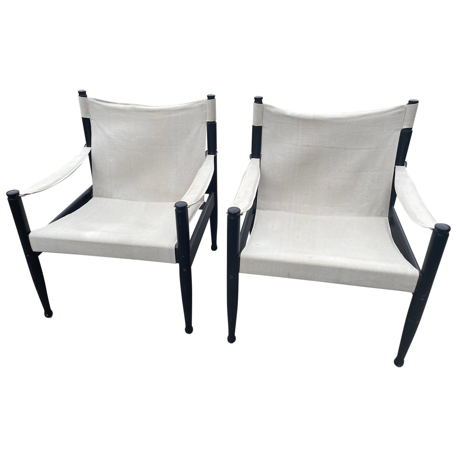 Mid-Century Modern Danish Safari Chairs by Erik Wørts for Eilersen, 1960s For Sale