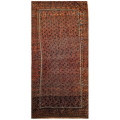 Used 19th Century Turkmen Yomut Area Rug in Prayer Pattern in Dark Red, French Blue