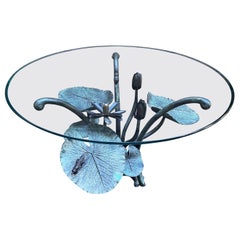Whimsical Bronze "Lily Pad" Cocktail End Table, circa 1970s
