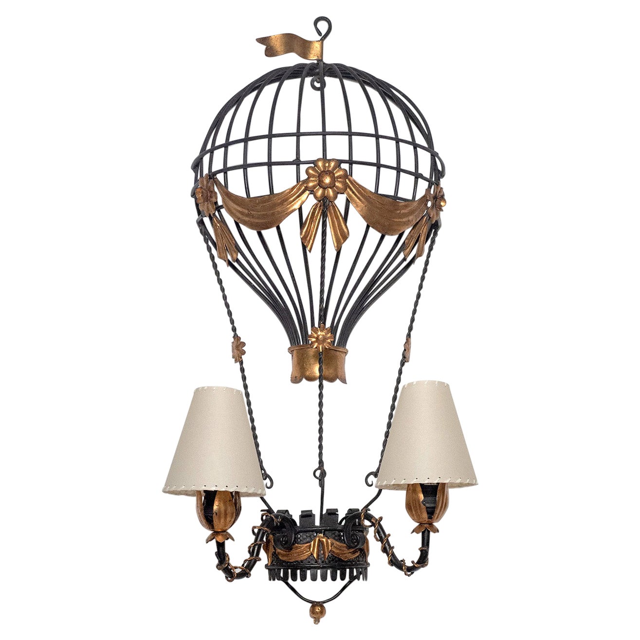 Large Montgolfière Wall Light, circa 1950 For Sale