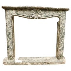 Vintage Fireplace Mantle in Verde Alpi Marble Carved, 20th Century Italy