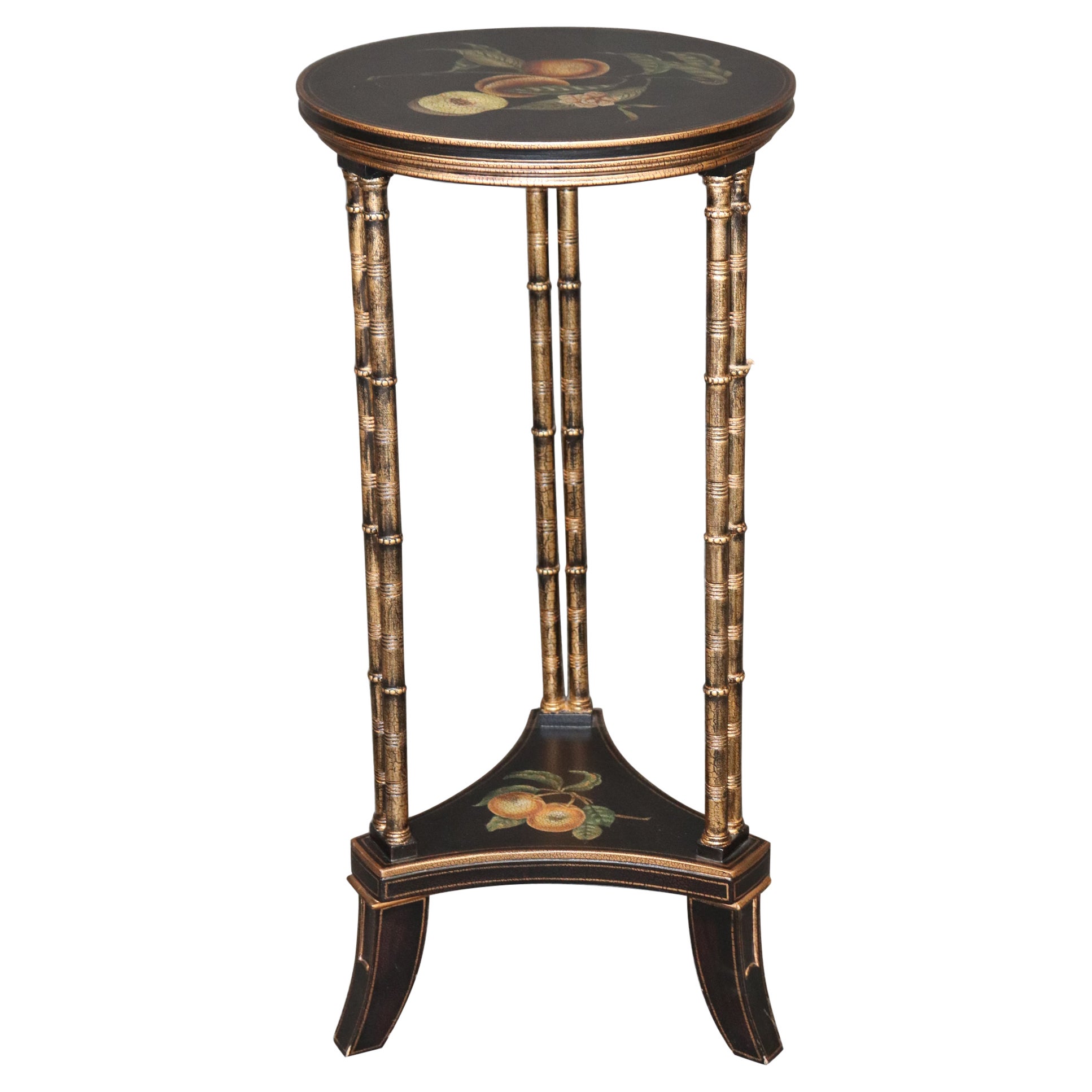 Regency Style Faux Bamboo Ebonized and Gilt Side Table by Drexel Heritage