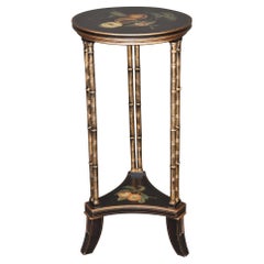 Vintage Regency Style Faux Bamboo Ebonized and Gilt Side Table by Drexel Heritage