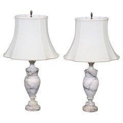 Pair of Italian Grand Tour Style Carrara Marble Table Lamps