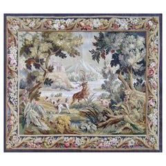 Vintage Aubusson Tapestry of 19th Century 'Deer', N 1239