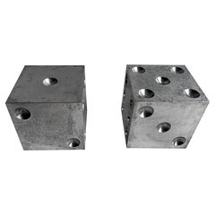 Large Solid Aluminum Dice, Bookends, Sculpture 