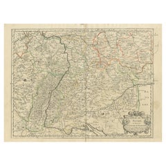 Antique Map of the Rhineland and Alsace Region with Original Hand Coloring