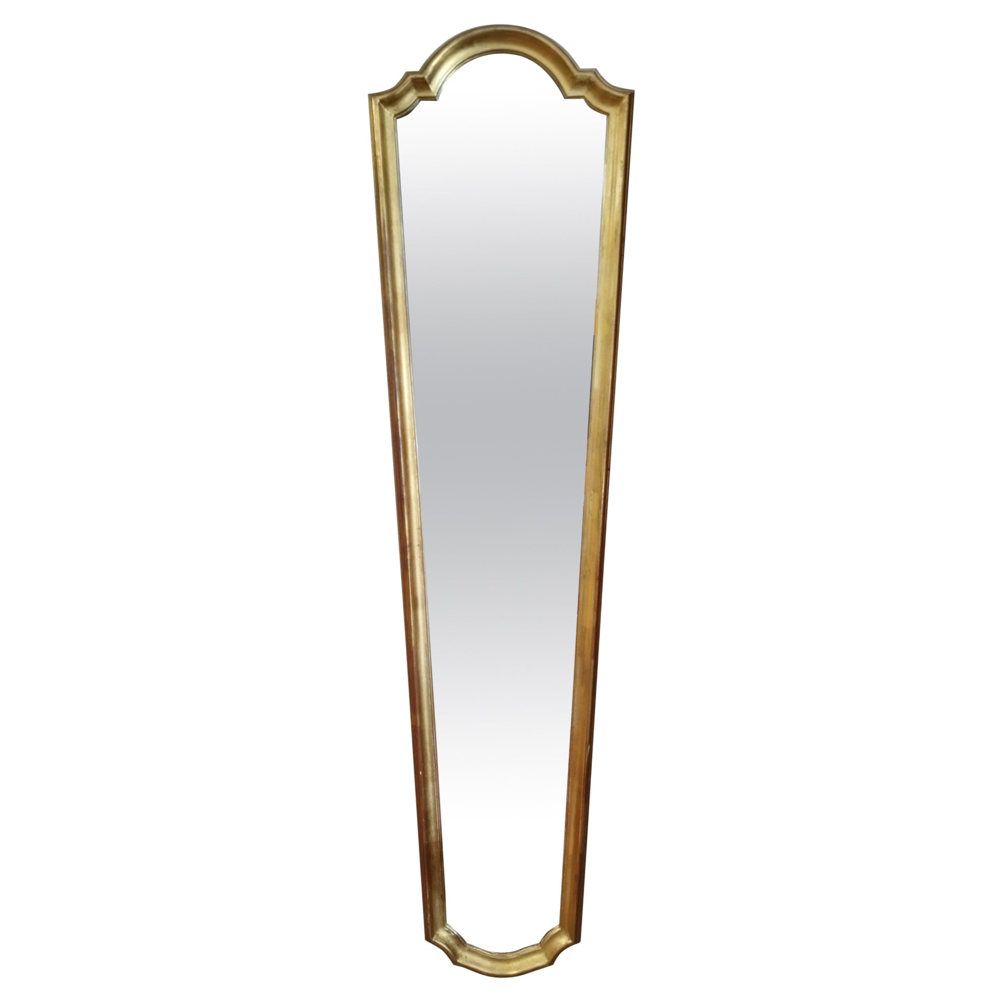 Tall and Thin Gilt Mirror, 1970 For Sale