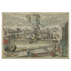 Antique Optical Print of the Colossus of Rhodes