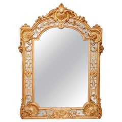 Fine Large 19th Century Regence Gilded and Hand Carved Large Mirror