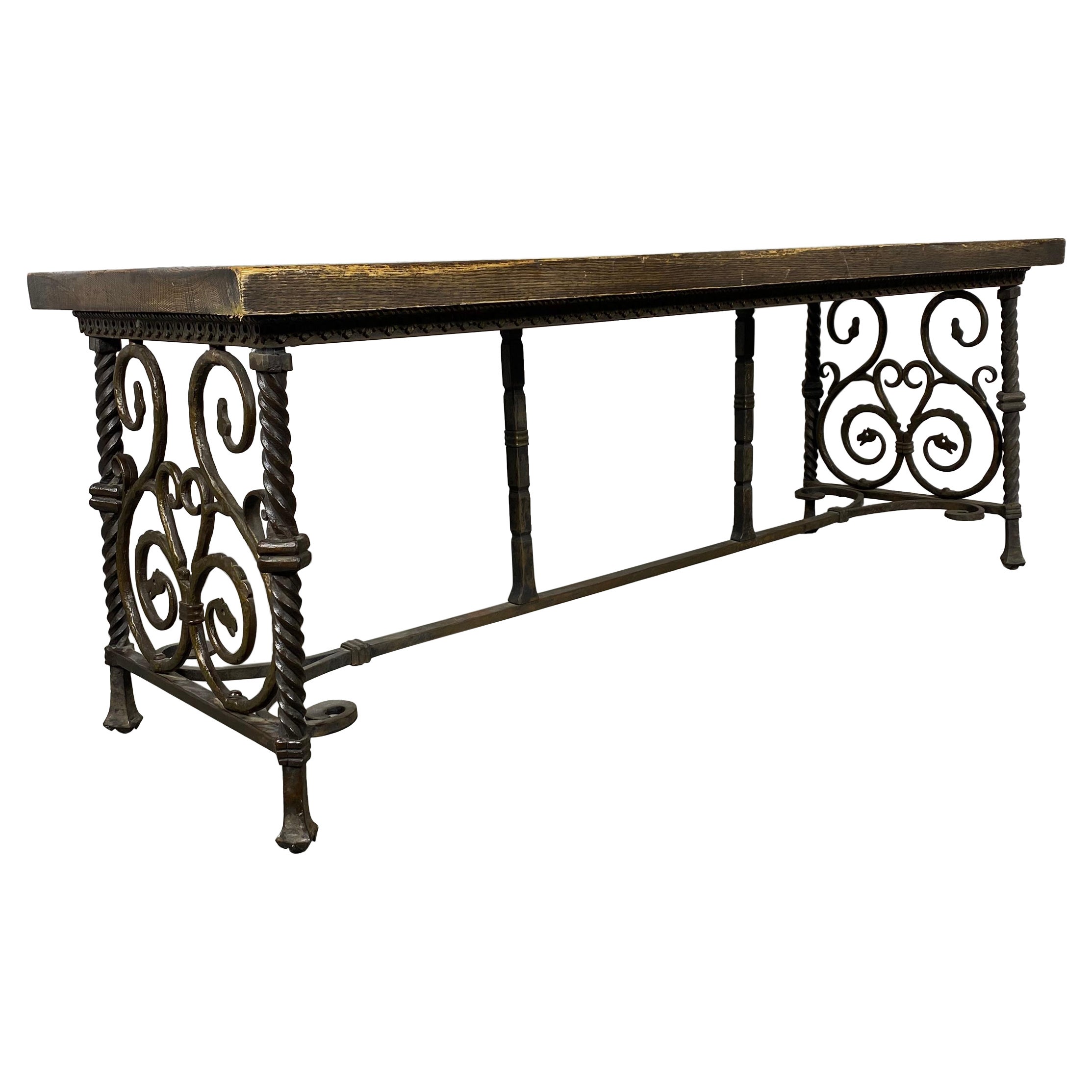 Stylized Bronze and Iron Bench/ Table Attributed to Oscar Bruno Bach For Sale