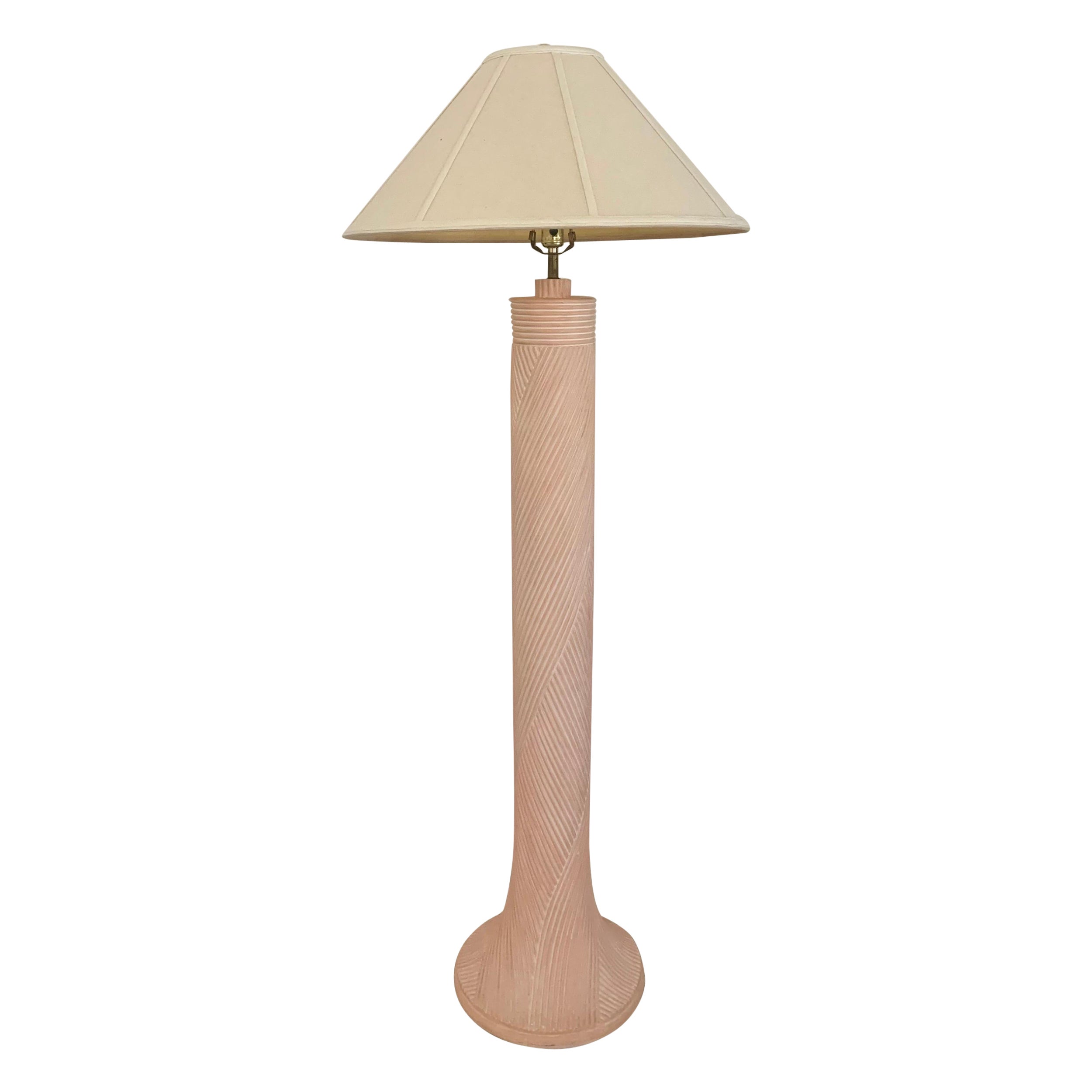 Sculptural Pink Plaster Floor Lamp Faux Pencil Reed For Sale