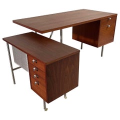 Used George Nelson Walnut Executive and Typewriter Desk Set