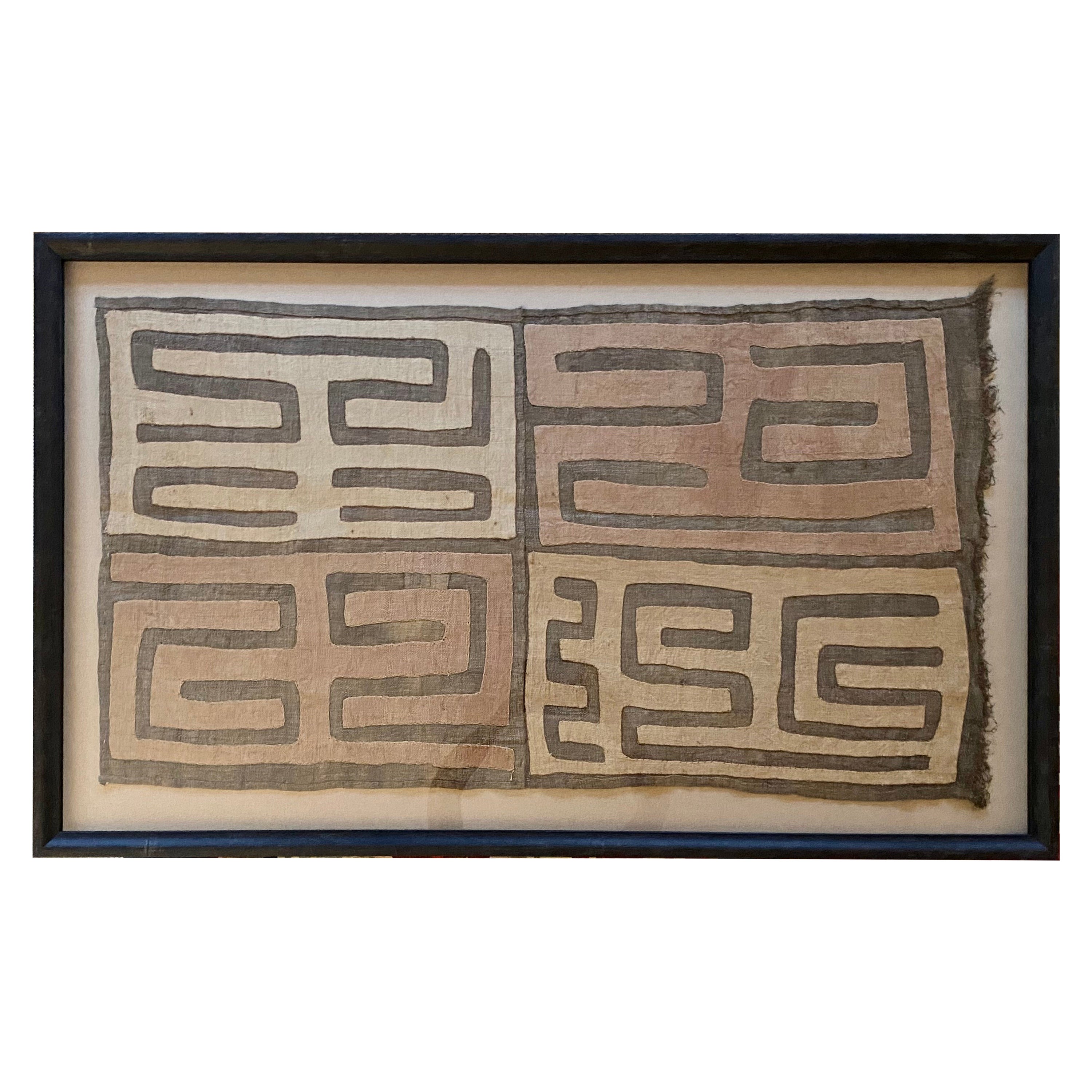 Large Striking Graphic Mud Cloth African Textile in Contemporary Frame For Sale