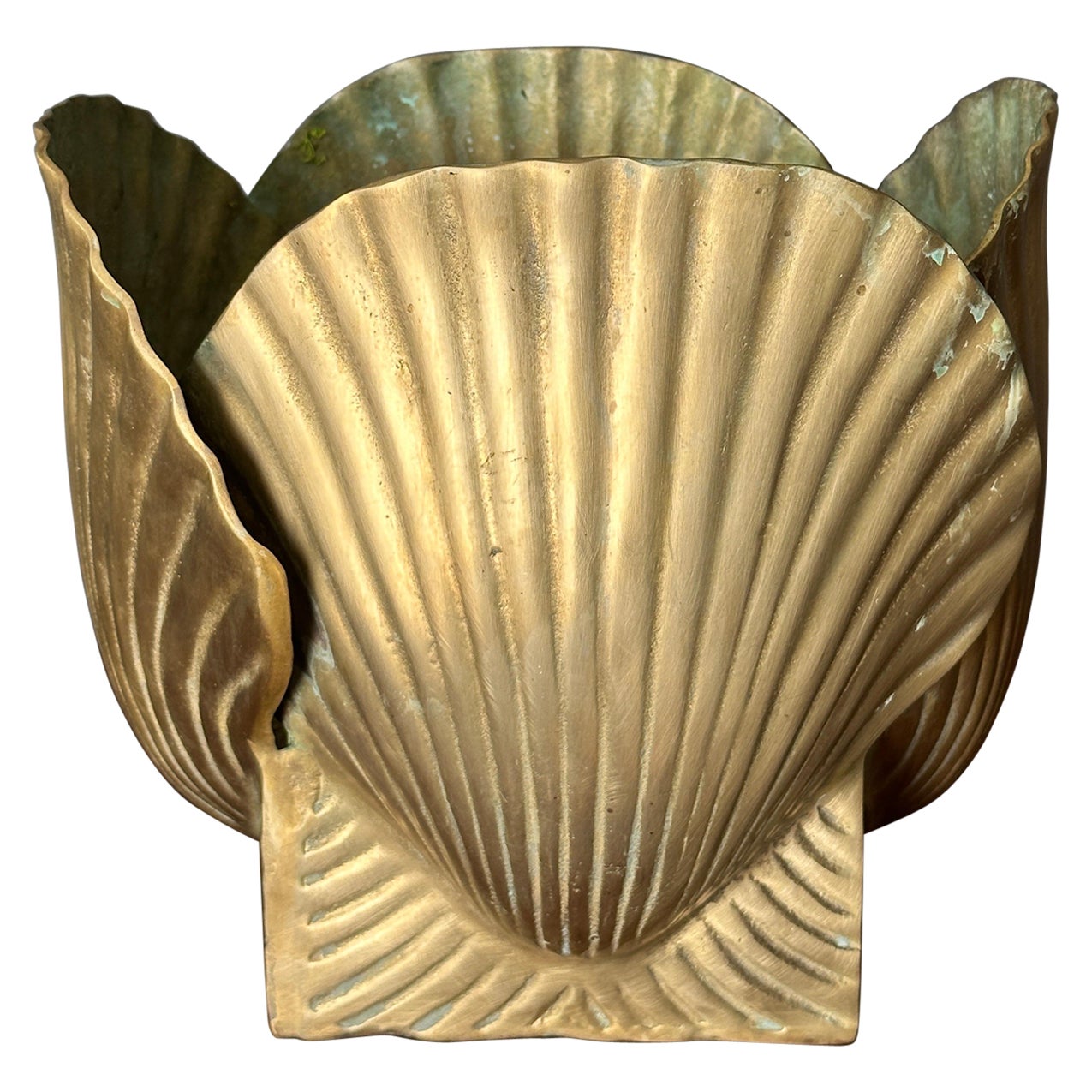 Large Brass Shell Planter For Sale