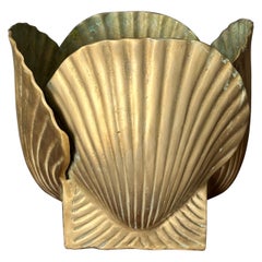 Used Large Brass Shell Planter