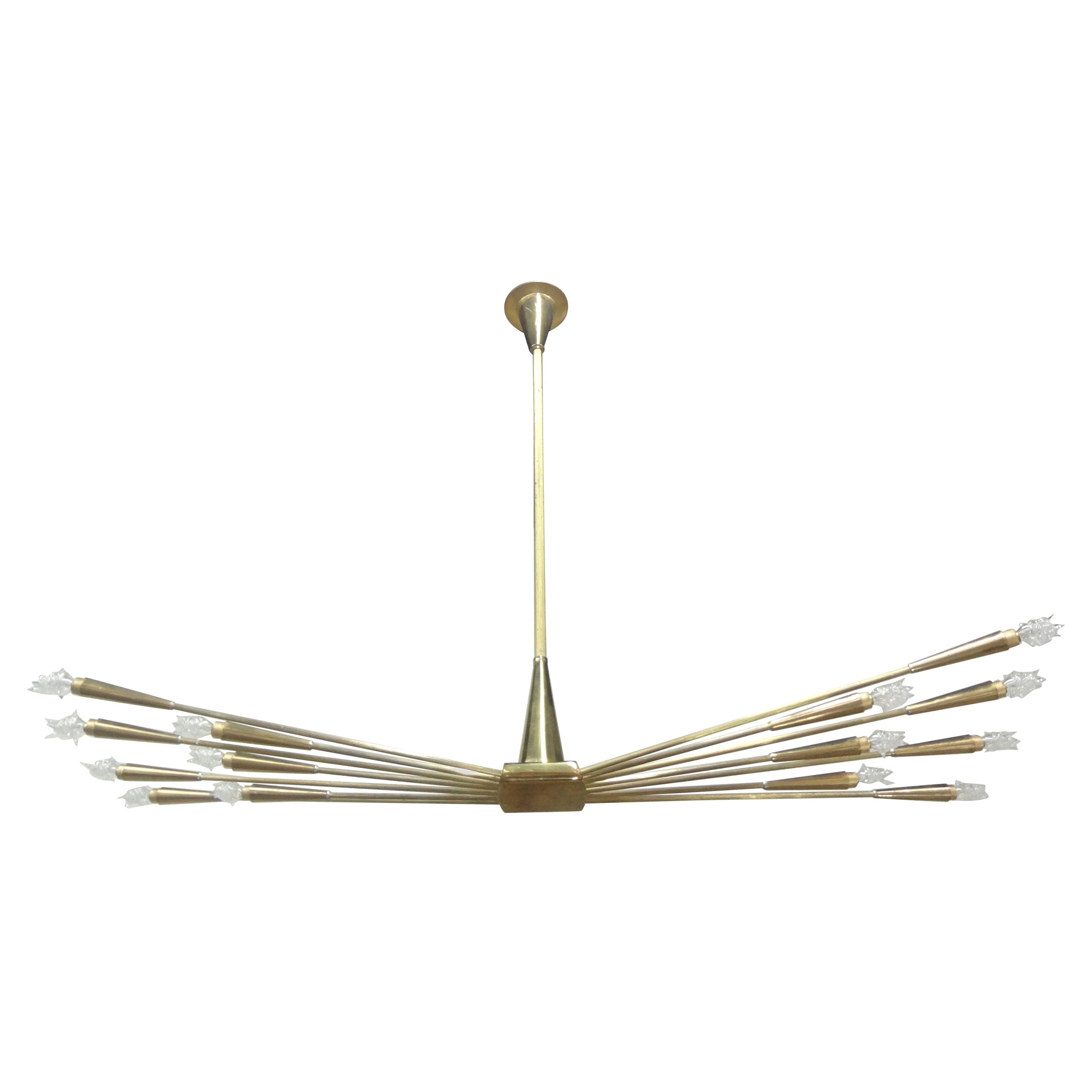 Italian Brass Sputnik Chandelier by Oscar Torlasco For Sale