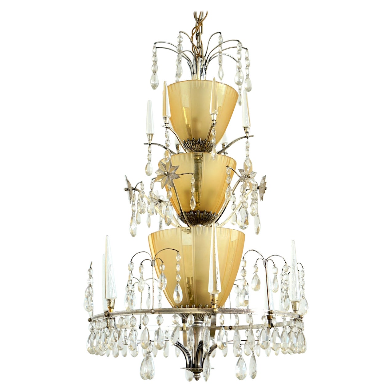 Large Chandelier Ellis Bergh Attributed, 2 Available