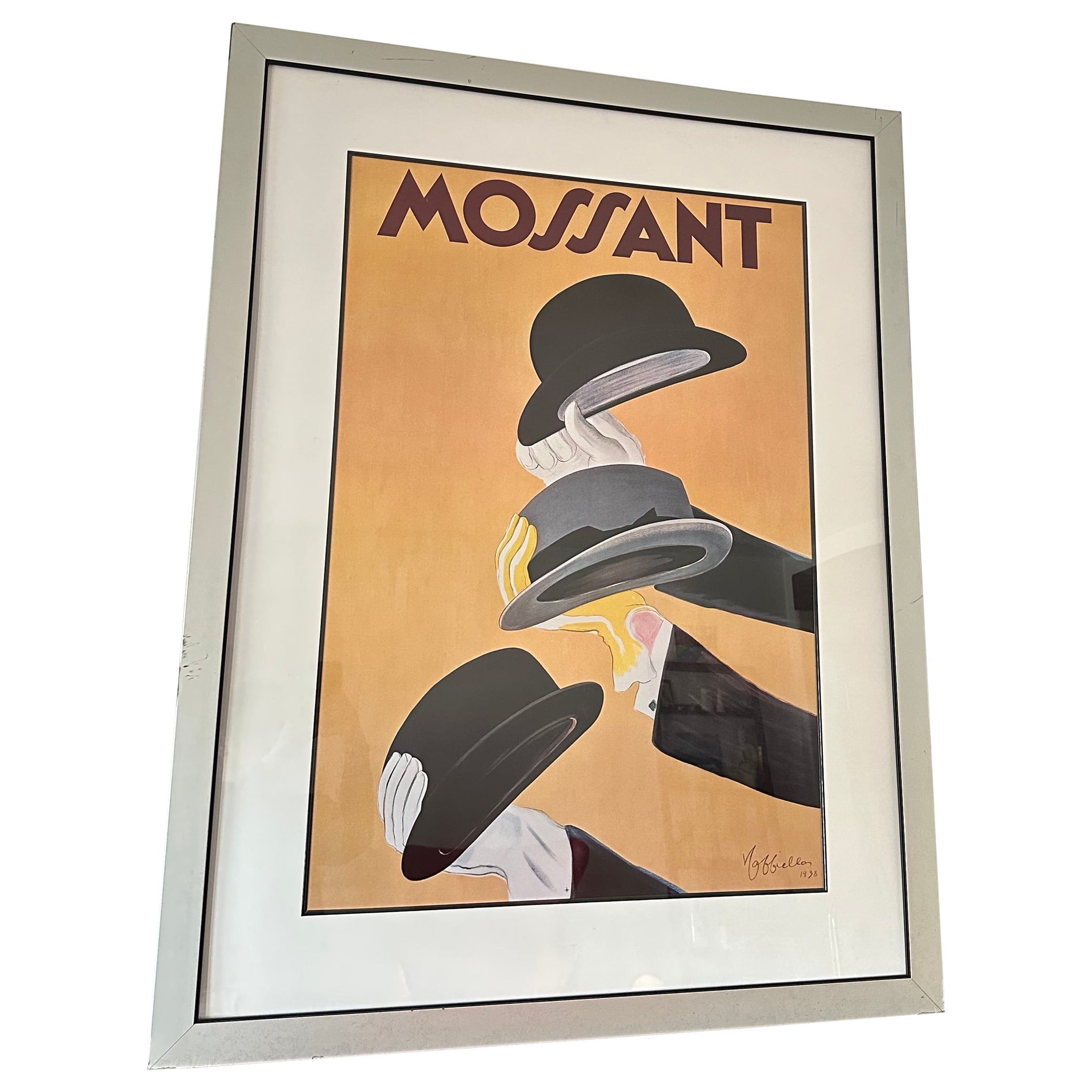 Mossant Framed 3 Hats Vintage French Advert For Sale